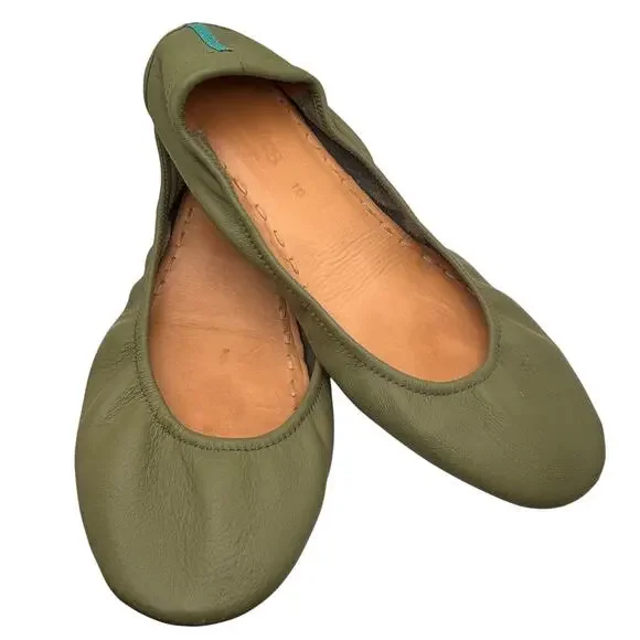 Tieks Olive Green Women's Ballerina Flats Size 10 - Picture 3 of 6